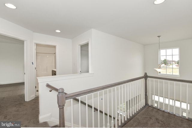 400 Rederick Ln Unit 2Oxford, Middletown, DE 19709 - hall featuring carpet floors, an upstairs landing, recessed lighting, and baseboards