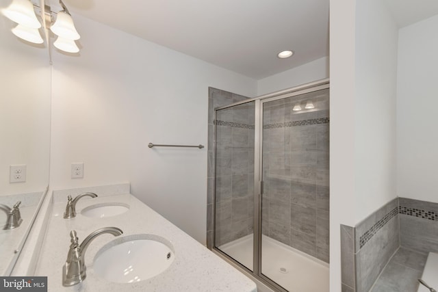 400 Rederick Ln Unit 2Oxford, Middletown, DE 19709 - full bathroom featuring a shower stall, double vanity, and recessed lighting