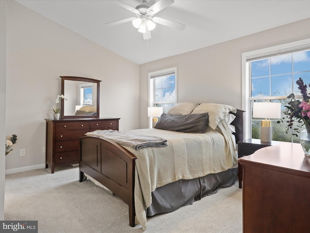 1909 Kenwood Ave Unit 303, Alexandria, VA 22302 - bedroom featuring baseboards, a ceiling fan, light colored carpet, and vaulted ceiling