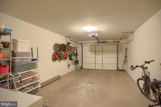 garage with a garage door opener