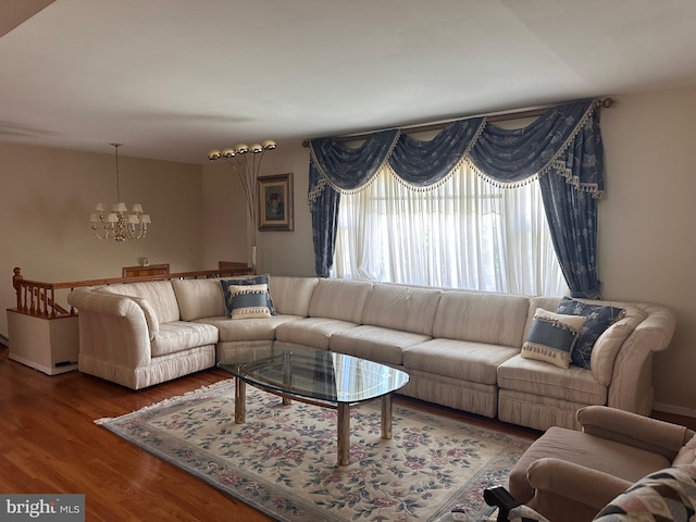 807 New Dover Rd, Edison, NJ 08820 - living area featuring an inviting chandelier and wood finished floors