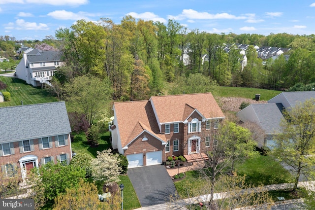 aerial view with a residential view