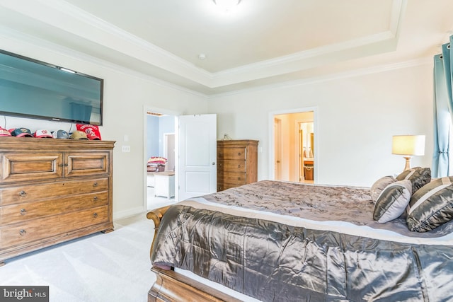 41430 Whimsical Ct, Leonardtown, MD 20650 - bedroom with a raised ceiling, baseboards, ornamental molding, and carpet