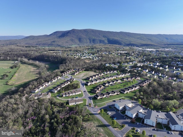 aerial view with a mountain view and a residential view