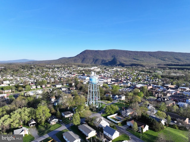 bird's eye view featuring a mountain view and a residential view