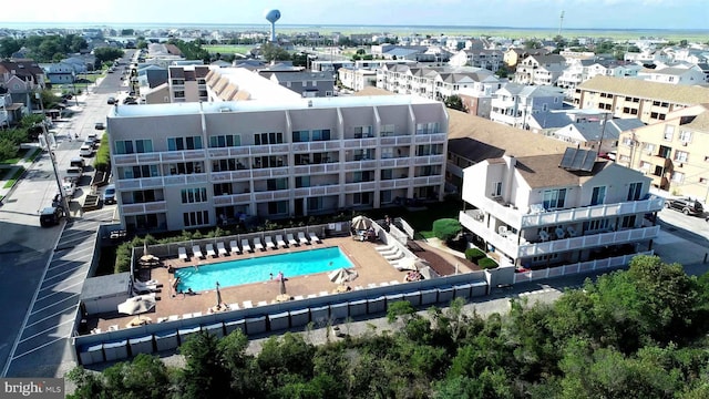 bird's eye view with a residential view