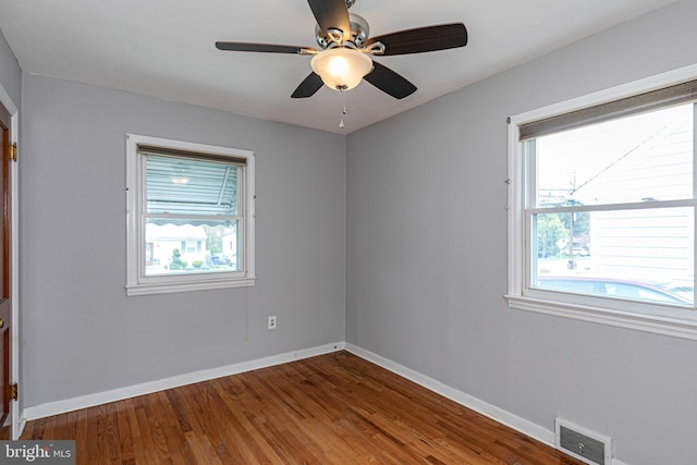 78 Carr Ave, Lawrenceville, NJ 08648 - spare room featuring a ceiling fan, visible vents, wood finished floors, and baseboards