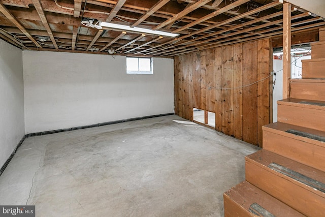 78 Carr Ave, Lawrenceville, NJ 08648 - basement with stairway and wood walls