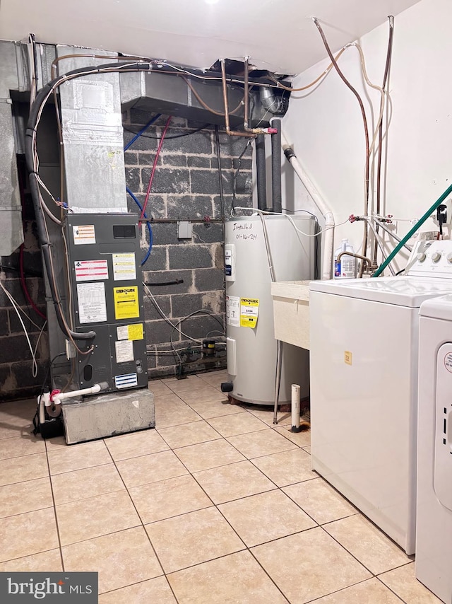 utilities featuring washing machine and clothes dryer and electric water heater