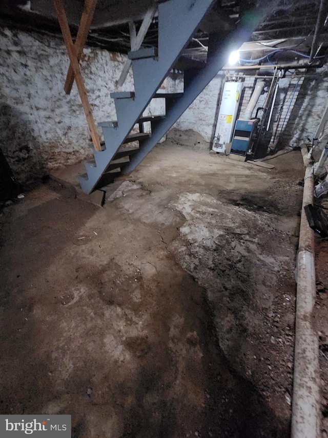 1230adams Adams, Philadelphia, PA 19124 - unfinished below grade area featuring water heater and stairway