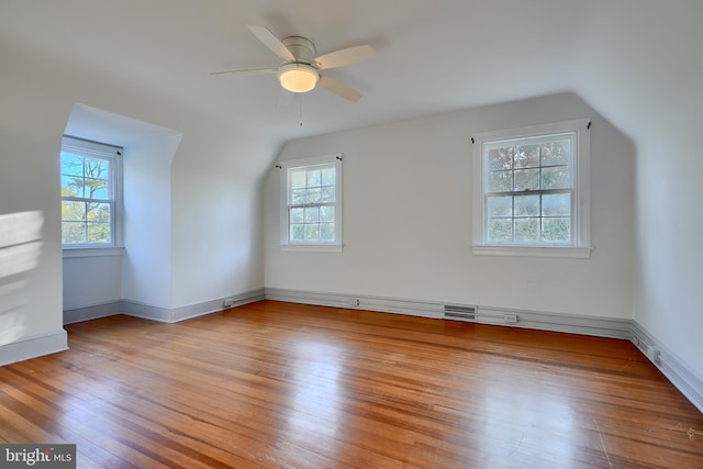 1122 Bellemore Rd, Baltimore, MD 21210 - bonus room with visible vents, ceiling fan, wood-type flooring, and baseboards