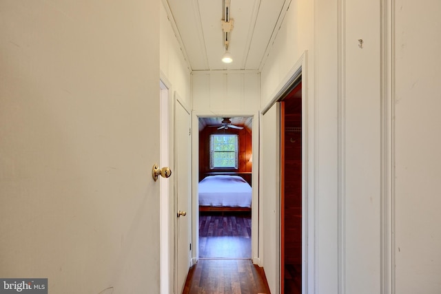 1122 Bellemore Rd, Baltimore, MD 21210 - hallway with attic access and dark wood finished floors