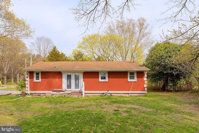26039 Hidden Acres Ln, Millsboro, DE 19966 - view of front of house with entry steps, a front yard, and french doors
