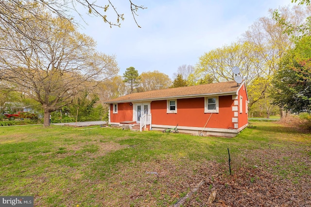 26039 Hidden Acres Ln, Millsboro, DE 19966 - back of house with french doors, entry steps, and a yard