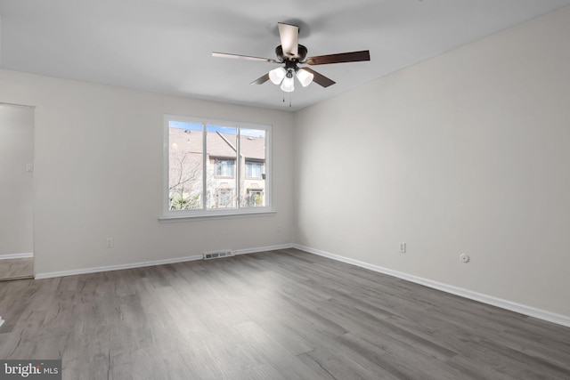 3 Bennington Pl, Newtown, PA 18940 - empty room featuring visible vents, baseboards, a ceiling fan, and wood finished floors