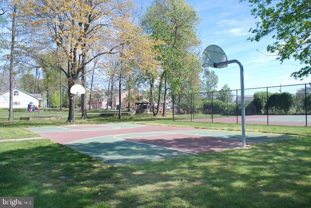 3 Bennington Pl, Newtown, PA 18940 - view of basketball court featuring fence, community basketball court, and a lawn