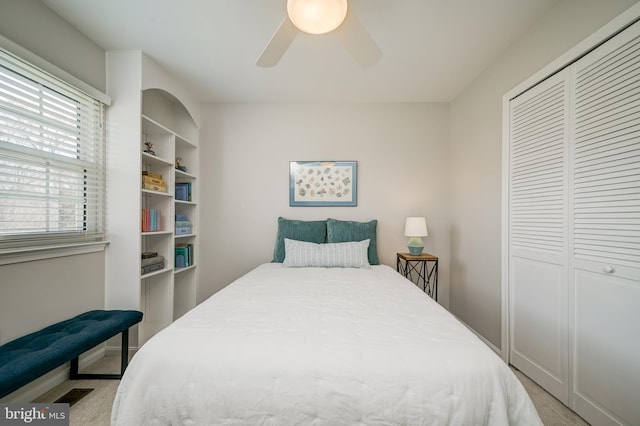 10 Fullview Ct, Gaithersburg, MD 20878 - carpeted bedroom featuring a closet, a ceiling fan, and baseboards