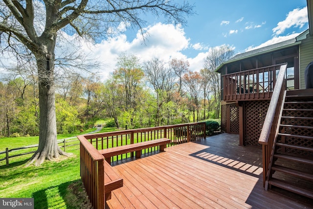 10 Fullview Ct, Gaithersburg, MD 20878 - wooden terrace featuring a yard and stairs