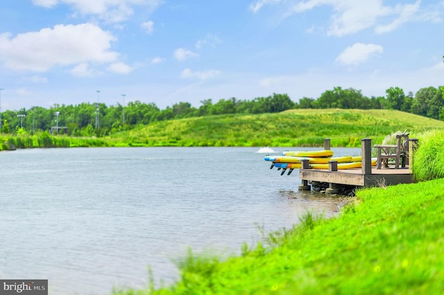 water view with a boat dock