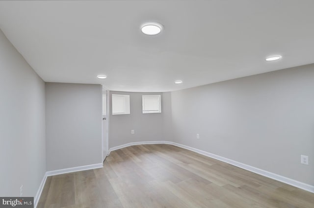 1820 Aiken St, Baltimore, MD 21213 - basement featuring light wood-type flooring, baseboards, and recessed lighting