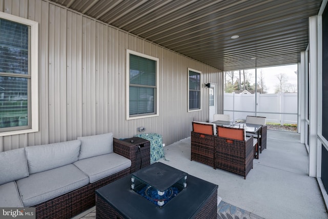 129 Prince Georges Dr, Dagsboro, DE 19939 - view of patio featuring an outdoor living space, fence, and outdoor dining area