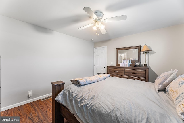 129 Prince Georges Dr, Dagsboro, DE 19939 - bedroom featuring visible vents, a ceiling fan, baseboards, and dark wood-style flooring