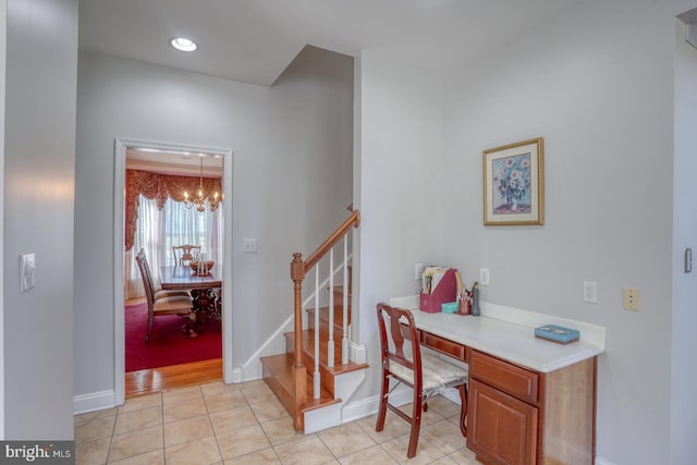 113 Anna Ct, Middletown, DE 19709 - office featuring light tile patterned flooring, baseboards, and a chandelier