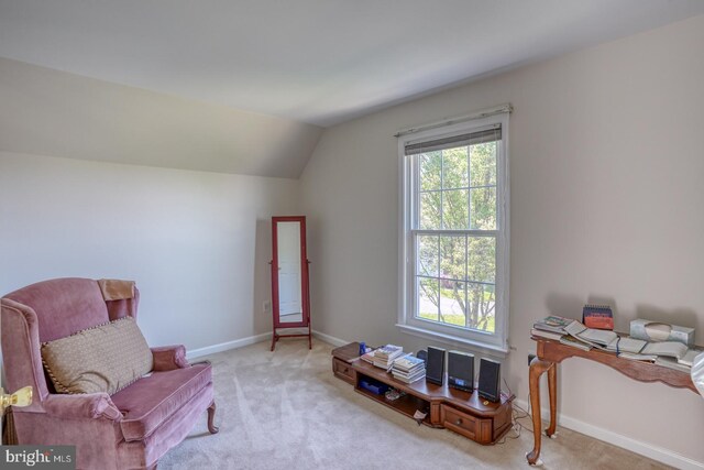 113 Anna Ct, Middletown, DE 19709 - sitting room featuring baseboards, carpet flooring, and vaulted ceiling