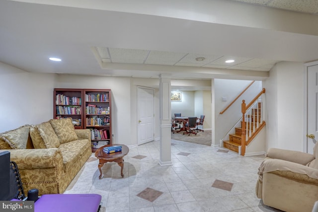 113 Anna Ct, Middletown, DE 19709 - living area with baseboards, stairs, and light tile patterned floors