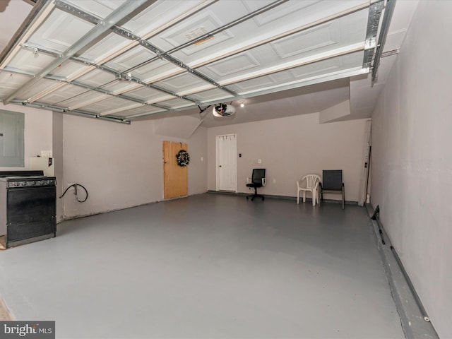 garage with a garage door opener
