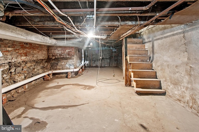 view of unfinished basement