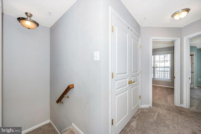 1806 Monocacy View Cir Unit 41A, Frederick, MD 21701 - hallway featuring baseboards, an upstairs landing, and carpet floors