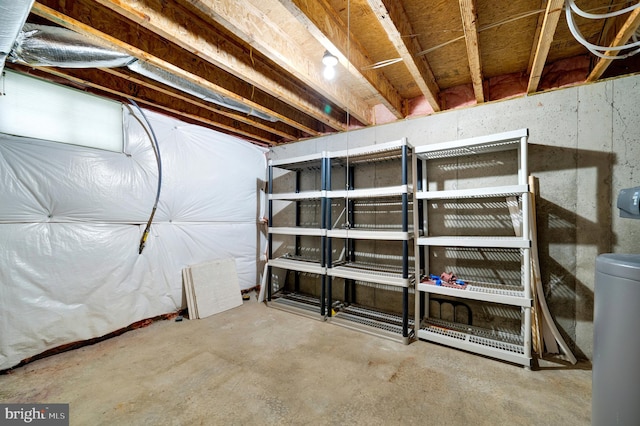 view of unfinished basement