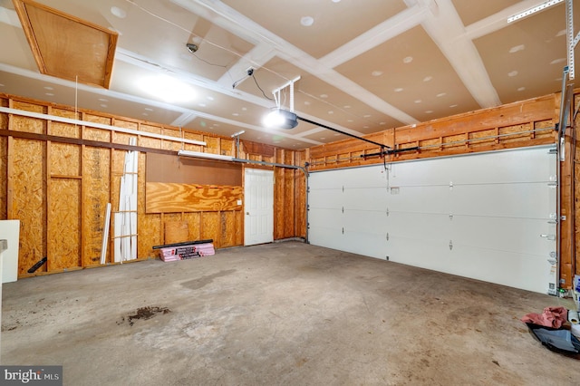 garage with a garage door opener