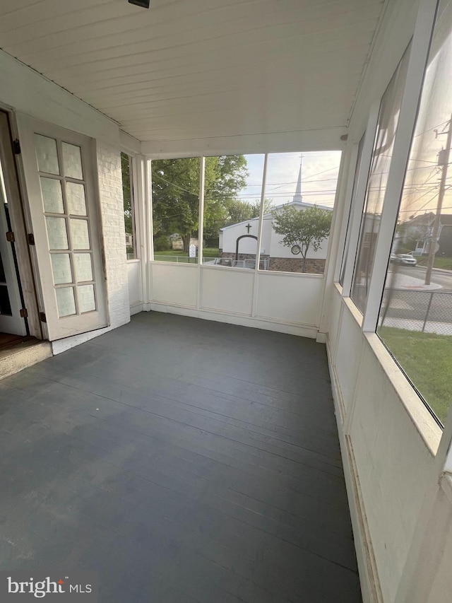 view of unfurnished sunroom