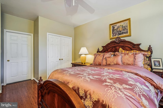 4129 Fountainside Ln Unit 202, Fairfax, VA 22030 - bedroom with wood finished floors, a closet, and a ceiling fan