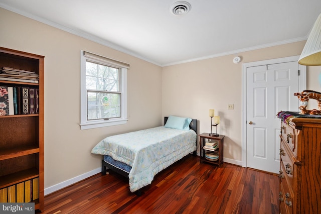 135 Cleremont Dr, Fredericksburg, VA 22405 - bedroom with ornamental molding, visible vents, baseboards, and wood finished floors