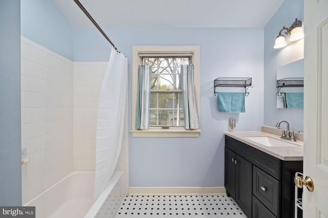 135 Cleremont Dr, Fredericksburg, VA 22405 - full bath with tile patterned flooring, shower / tub combo, vanity, and baseboards
