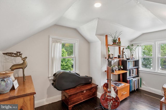 113 Spring St, Media, PA 19063 - office with plenty of natural light, vaulted ceiling, wood-type flooring, and baseboards