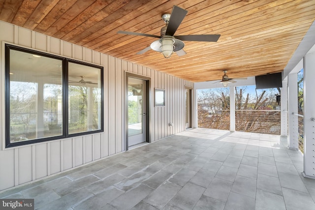 view of patio / terrace featuring ceiling fan