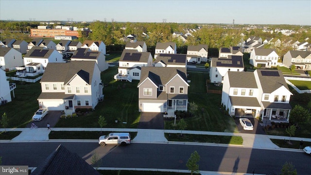 bird's eye view with a residential view
