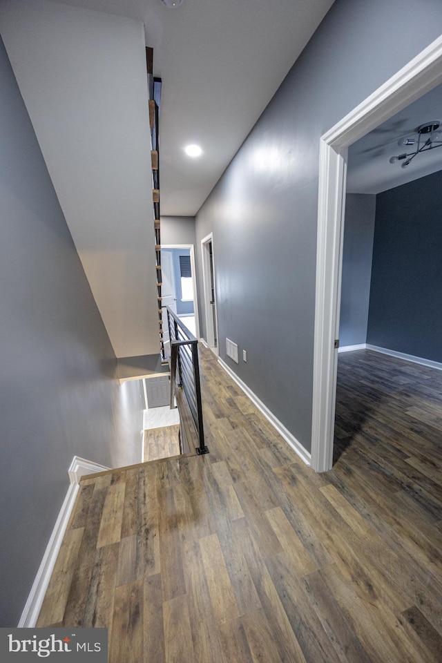 173 W Seymour St, Philadelphia, PA 19144 - hallway with an upstairs landing, baseboards, and wood finished floors