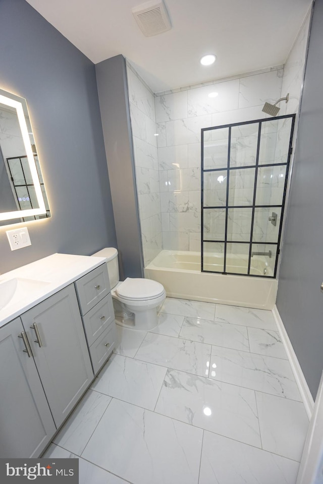 173 W Seymour St, Philadelphia, PA 19144 - full bath featuring vanity, visible vents, toilet, marble finish floor, and baseboards