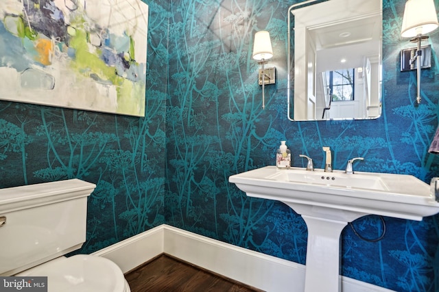 4777 33rd St N, Arlington, VA 22207 - half bathroom with toilet and wood finished floors