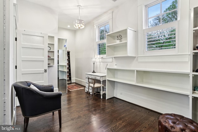 4777 33rd St N, Arlington, VA 22207 - office space featuring baseboards, a notable chandelier, and dark wood finished floors