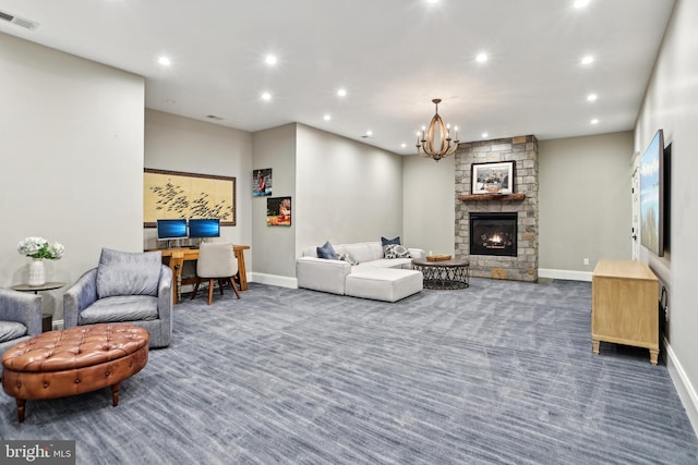 4777 33rd St N, Arlington, VA 22207 - living room featuring recessed lighting, visible vents, carpet flooring, and baseboards