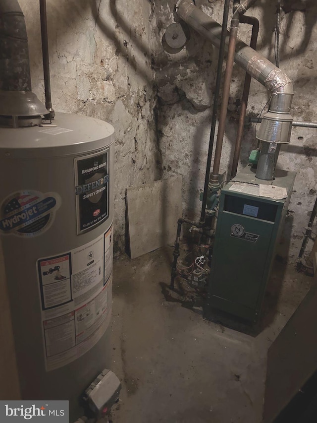 utility room with water heater