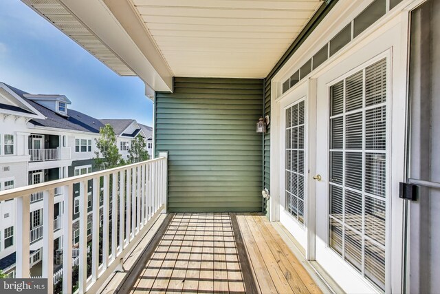 balcony featuring french doors