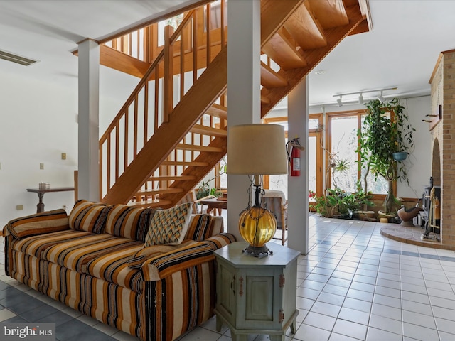 interior space featuring tile patterned flooring