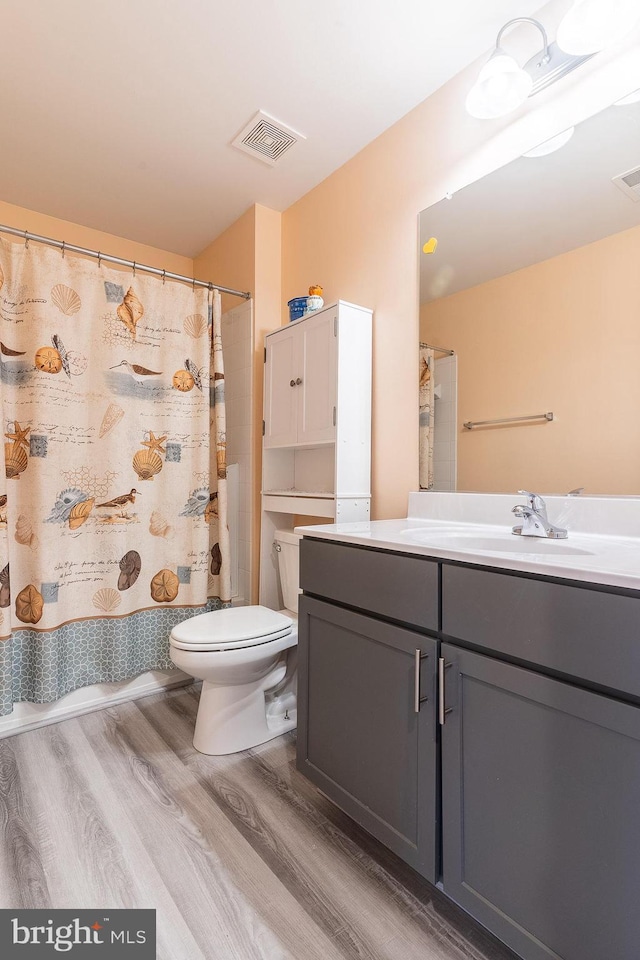15332 Ballerina Loop, Woodbridge, VA 22193 - bathroom featuring wood finished floors, toilet, vanity, and a shower with curtain